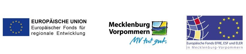 Funding logos of the European Union and the state of Mecklenburg-Vorpommern under the EFRE, ESF and ELER programmes.