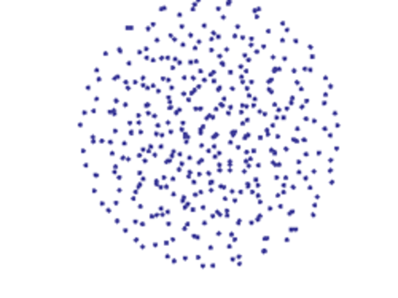 Mikroteilchen, die im Plasma einen sphärischen Plasmakristall mit kollektiven Schwingungen bilden.